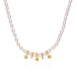 Julia Diamond Pearl Initial Necklace in Gold Vermeil product photo