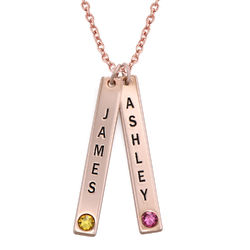 Vertical Bar Necklace with Birthstone in Rose Gold Plating product photo