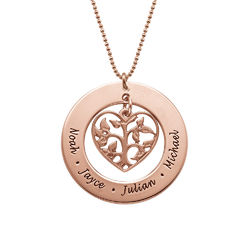 Heart Family Tree Necklace in 18k Rose Gold Plating product photo