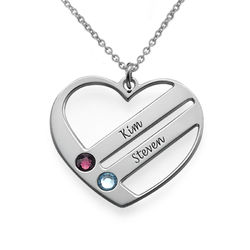 Family Heart Necklace with Birthstones in 940 Premium Silver product photo