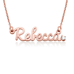 Cursive Name Necklace in Rose Gold Plating with Diamond product photo