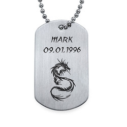 Stainless Steel Dragon Dog Tag Necklace product photo