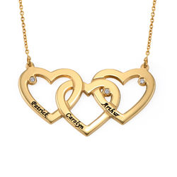 Intertwined Hearts Necklace with Diamonds in 18K Gold Plating product photo
