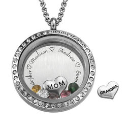 Engraved Floating Charms Locket - For Mom or Grandma product photo