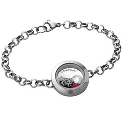 Heart & Key Floating Locket Stainless Steel Bracelet product photo
