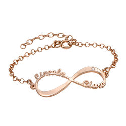 Personalized Infinity Bracelet in Rose Gold Plating with Diamond product photo