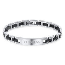 ID Bracelet for Men in Stainless Steel and Black Ceramic product photo