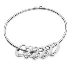 SBI Jewelry Initial Letter Cuff Bracelet Expandable Heart Bracelet Silver Alphabet Cuff Bangle Bracelets for Women Girls