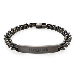 Men's Curb Chain ID Bracelet in Black Stainless Steel product photo