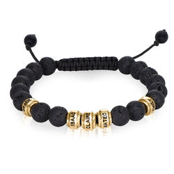 Lava Stones & Custom Vermeil Beads- Men's Beaded Bracelet product photo