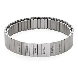 Men Stretched Watch Band Bracelet with Engravings in Matte Stainless product photo