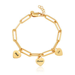Rory Chain Link Bracelet with Custom Heart Charms in 18k Gold Plating product photo