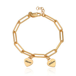 Rory Chain Link Bracelet with Custom Heart Charms in 18K Gold Vermeil product photo