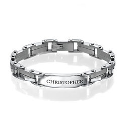 Men's Engraved Stainless Steel Bracelet product photo