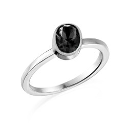 Sterling Silver Stackable Oval Shock Black Ring product photo