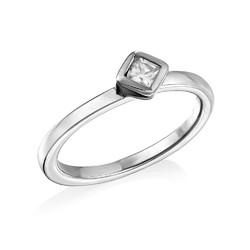 Sterling Silver Stackable Crystal Clear Rhombus Ring product photo
