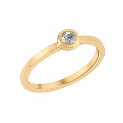 18K Gold Plated Stackable Round Crystal Clear Ring product photo