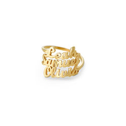Script Triple Name Ring in Gold Vermeil product photo