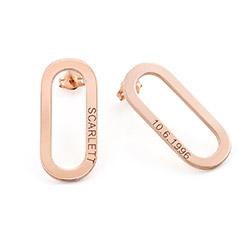 Aria single Chain Link Earrings with Engraving in Rose Gold Plating product photo