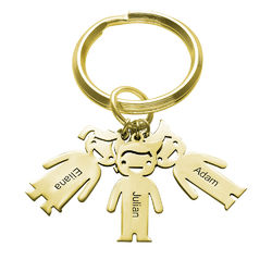 Personalized Keychain with Children Charms in Gold Plating product photo