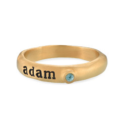 Stackable Engraved Ring with Birthstone in Gold Plating product photo