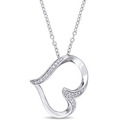 1/10 CT. T.W. Diamond Hanging Heart Necklace in Sterling Silver product photo