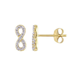 1/10 CT. T.W. Diamond Infinity Stud Earrings in 10k Yellow Gold product photo