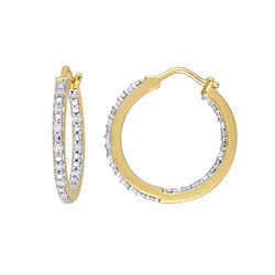 1/4 CT. T.W. Diamond Inside-Out Hoop Earrings in Gold Plated Sterling product photo