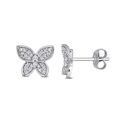 1/5 CT. T.W. Diamond Butterfly Stud Earrings in 10k White Gold product photo