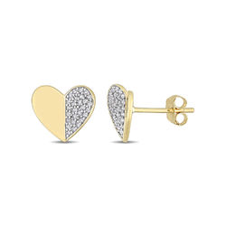 1/6 CT. T.W. Diamond Laser-cut Heart Stud Earrings in 10k Yellow Gold product photo