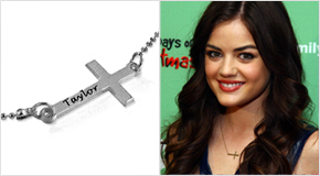Engraved Side Cross Necklace Lucy Hale